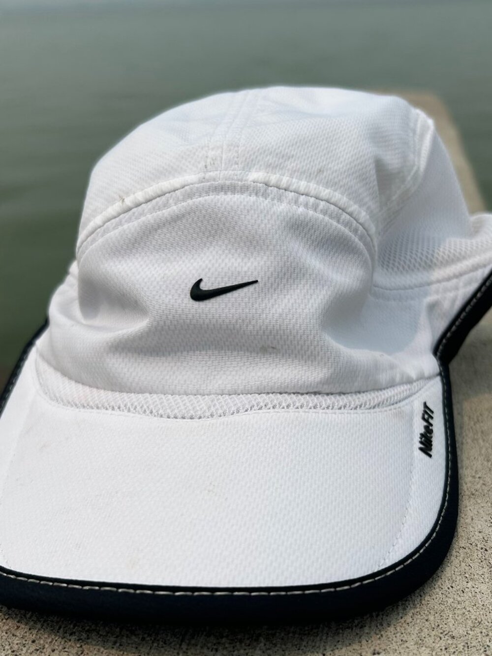 Vintage Nike Daybreak Dri-Fit Hat White 5 Panel Mesh Running Cap Y2K
